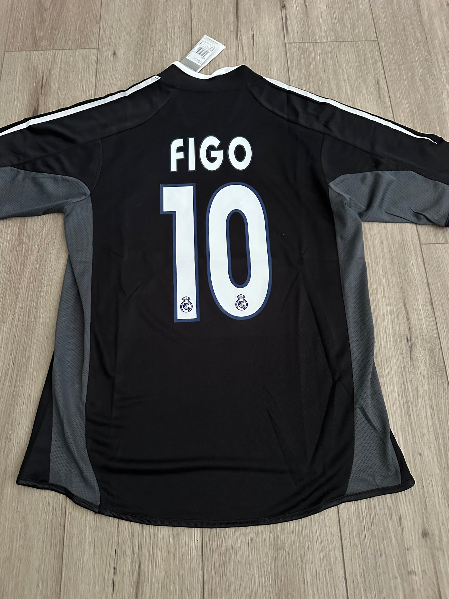 Soccer Jersey Luis Figo 10 Retro Real Madrid Away Black 04/05 Shirt Football Men