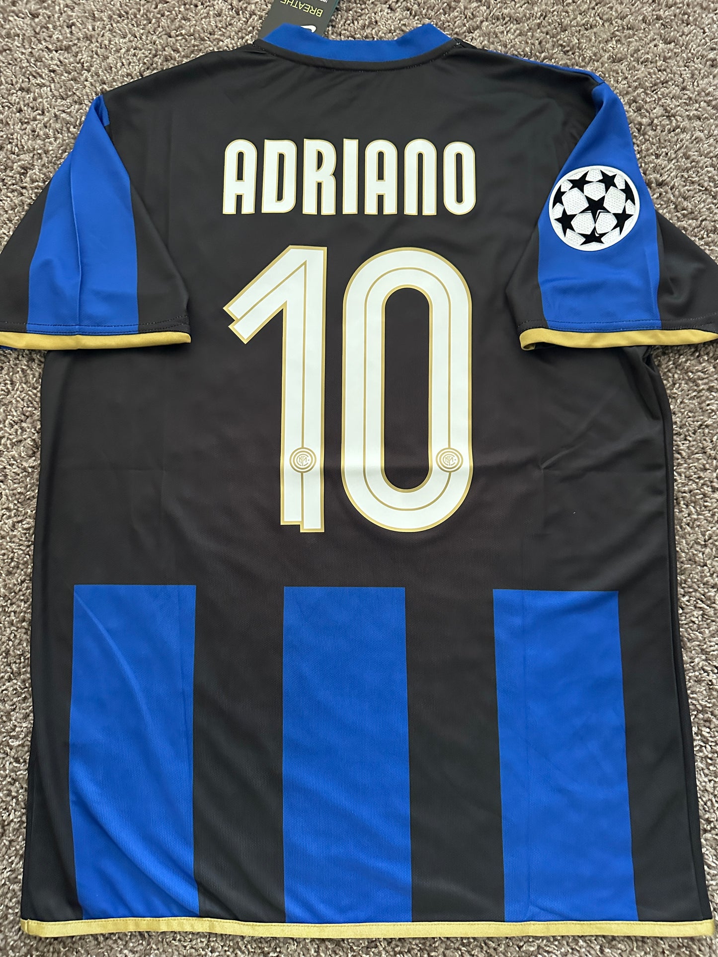 Inter Milan Adriano Soccer Jersey Home Champions League Men