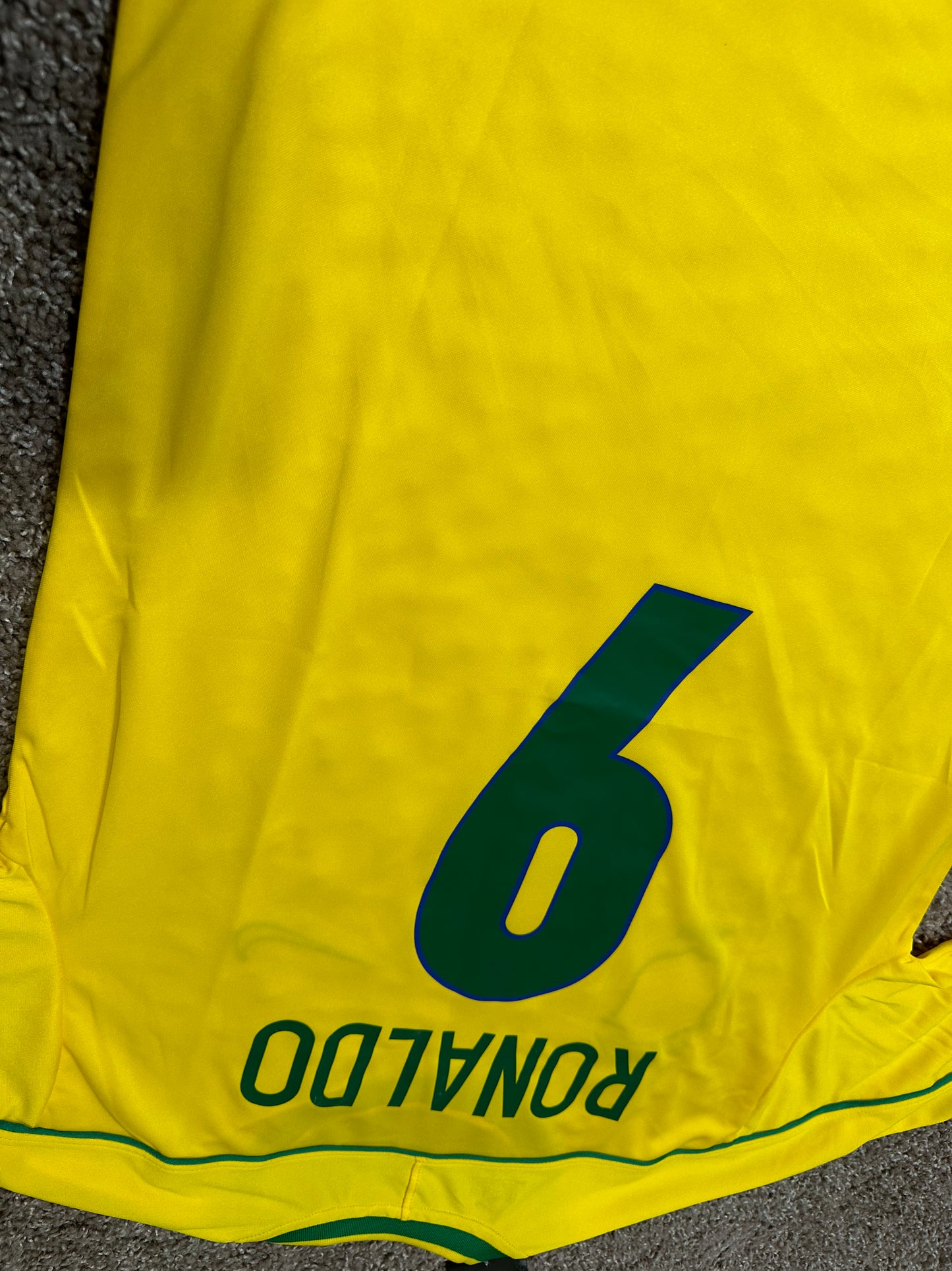 Brazil Soccer Jersey Retro 1998 Ronaldo Nazario #9 Home Yellow Men’s