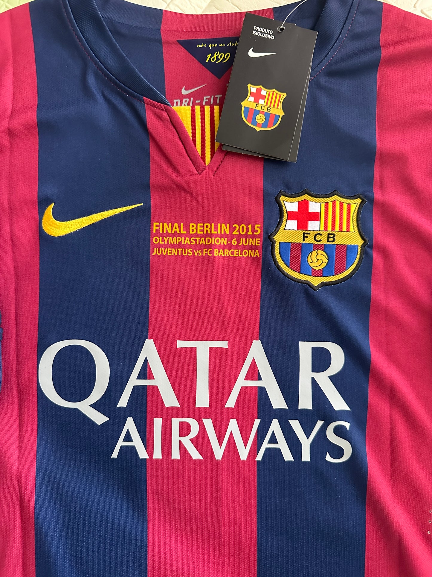 Barcelona Soccer Jersey Lionel Messi 2015 Home Final UCL Regular size Men Shirt