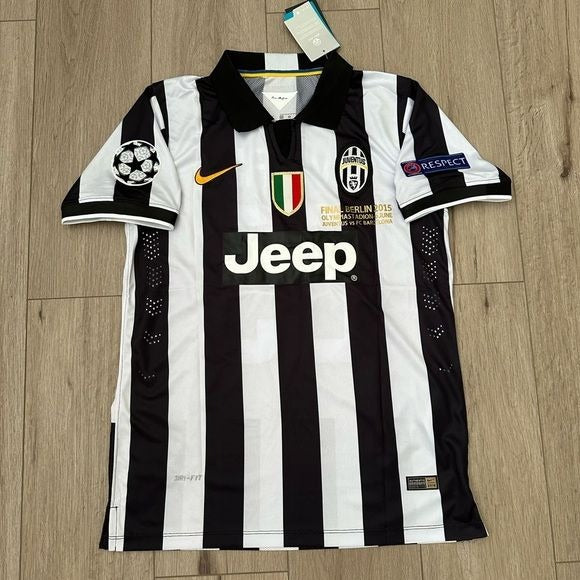 Juventus Arturo Vidal #23 Retro Soccer Jersey 2014/15 Home Black White Men Size