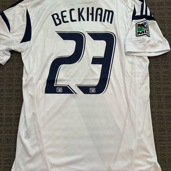 Soccer Jersey Los Angeles Galaxy Retro David Beckham Home White 2012 Men Size