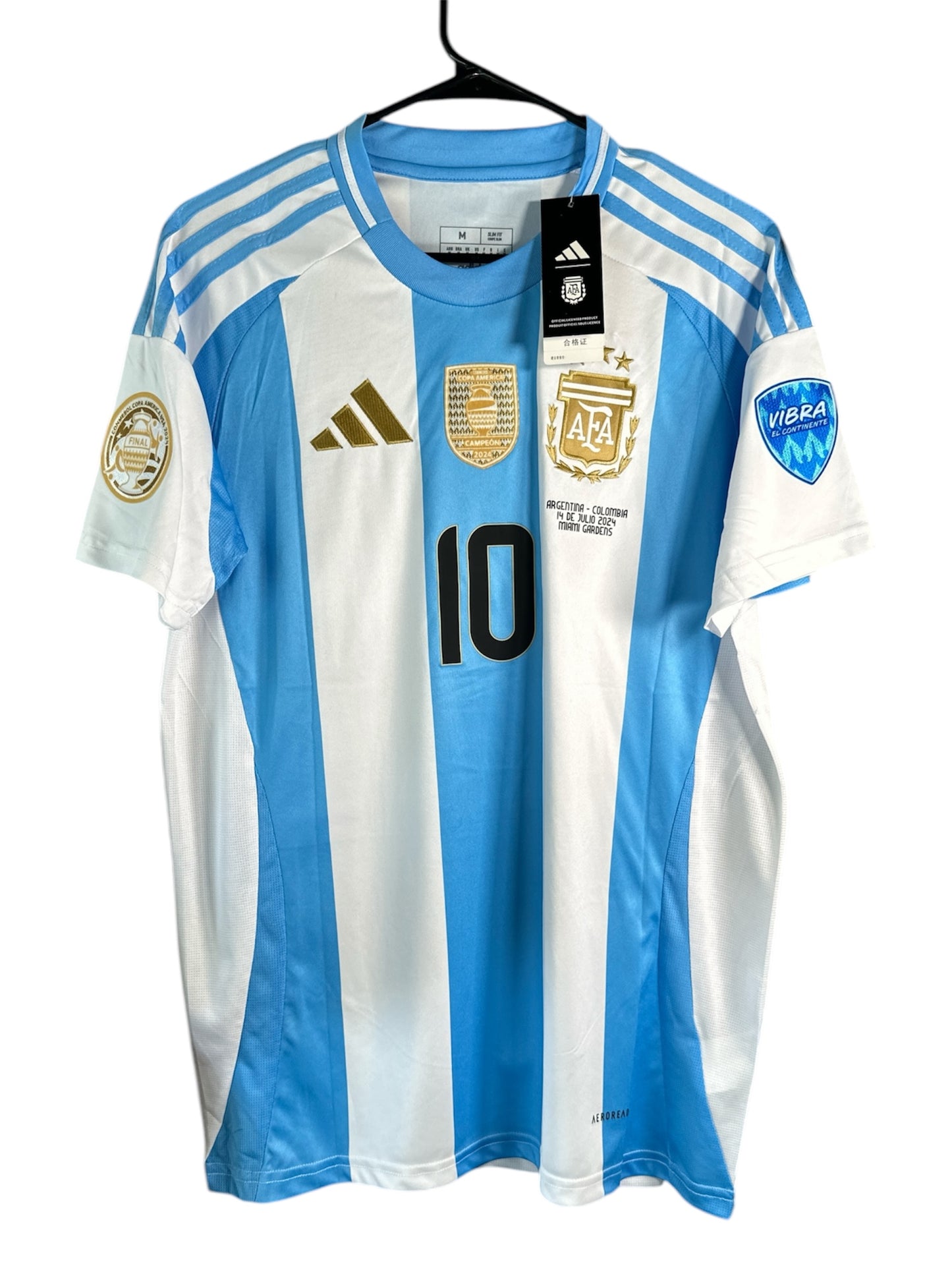 Argentina Lionel Messi #10 Soccer Jersey 2024 Final Cup Home Blue Men Size Shirt