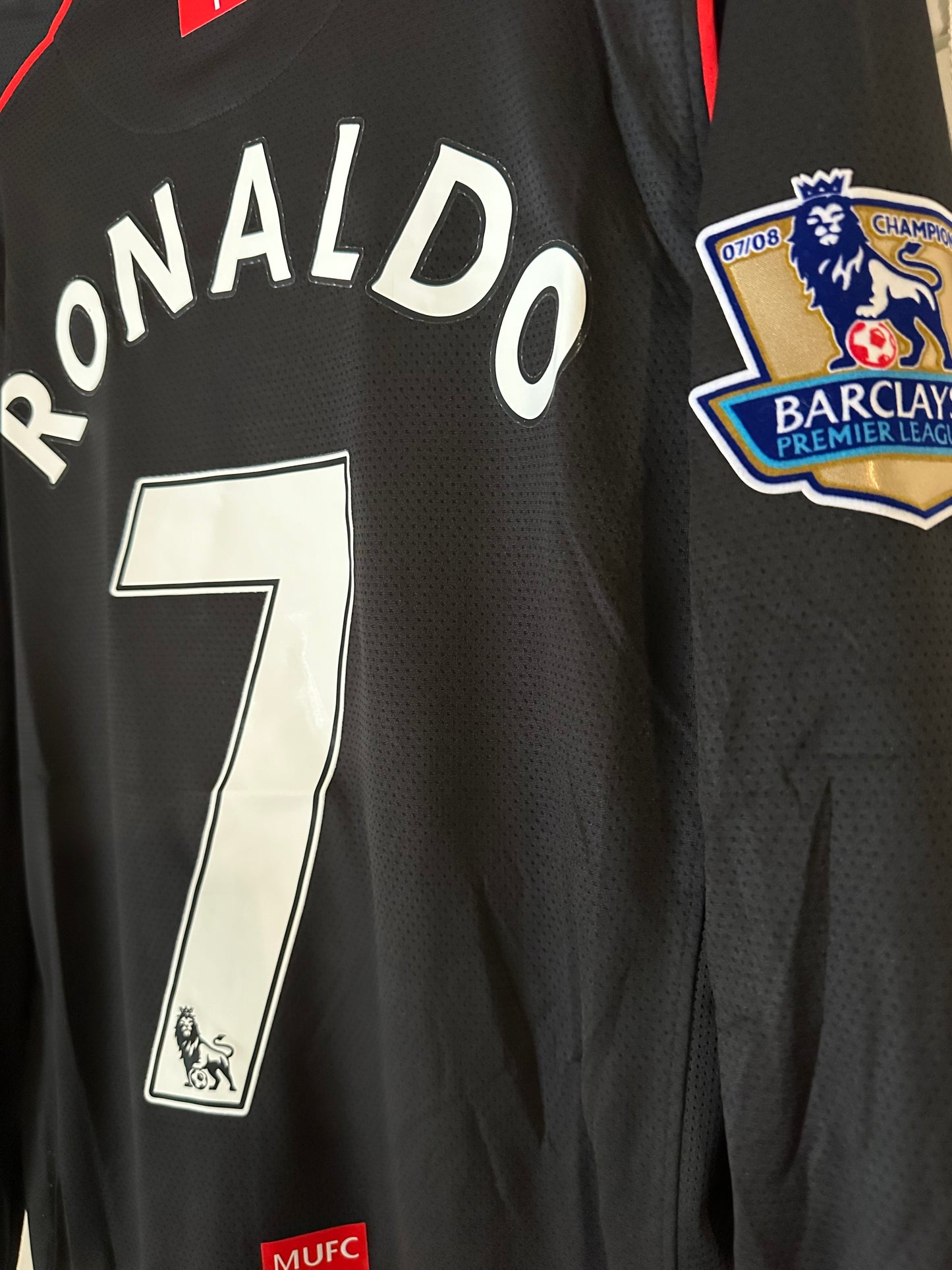 Manchester United Cristiano Ronaldo #7 07/08 Black Away Long Sleve Soccer Jersey