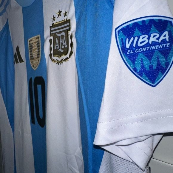 Argentina Lionel Messi #10 Soccer Jersey 2024 Final Cup Home Blue Men Size Shirt