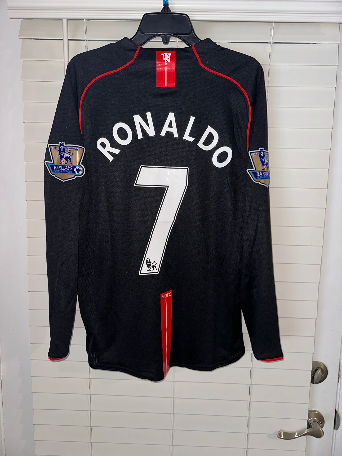 Manchester United Cristiano Ronaldo #7 07/08 Black Away Long Sleve Soccer Jersey
