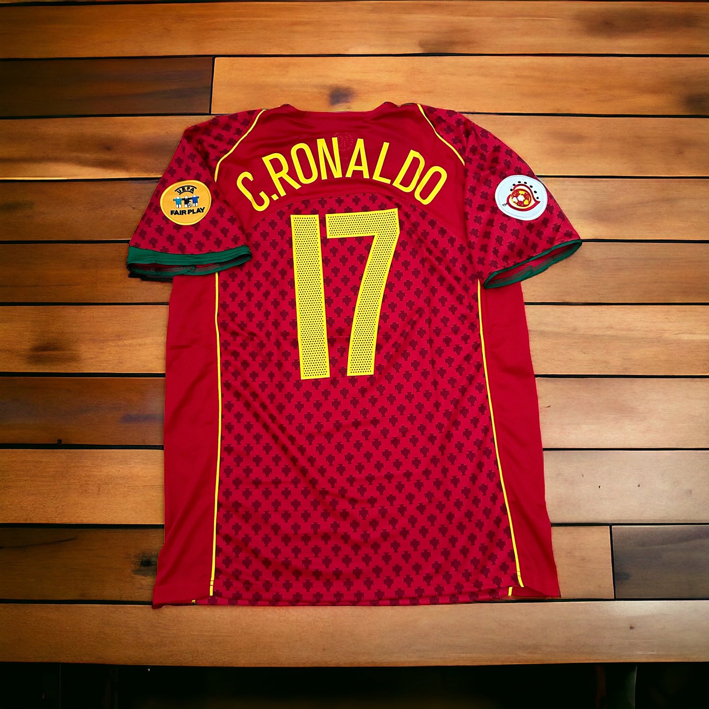 Cristiano Ronaldo #17 Portugal Soccer Jersey Euro 2004 Home Retro Red Final