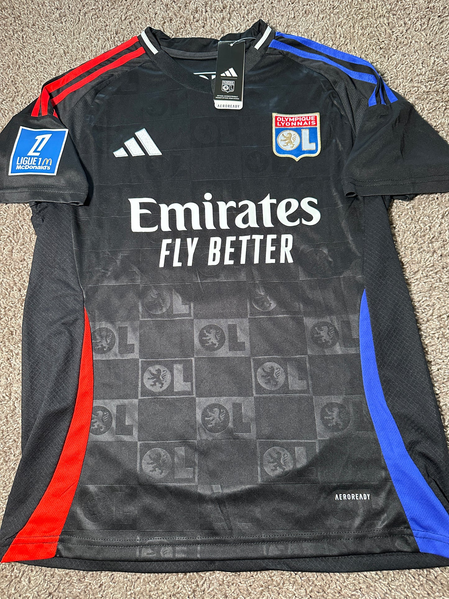 Lyon 2024/25 Juninho #8 Black Away Jersey Men size
