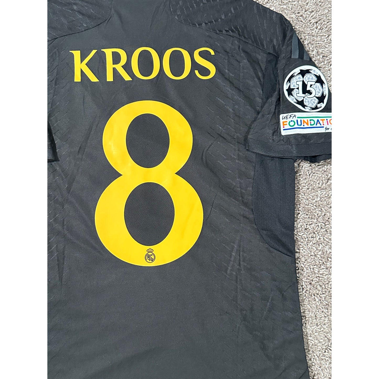 Real Madrid Toni Kroos #8 Soccer Jersey Black Away 2023/24 UCL Men Shirt Size