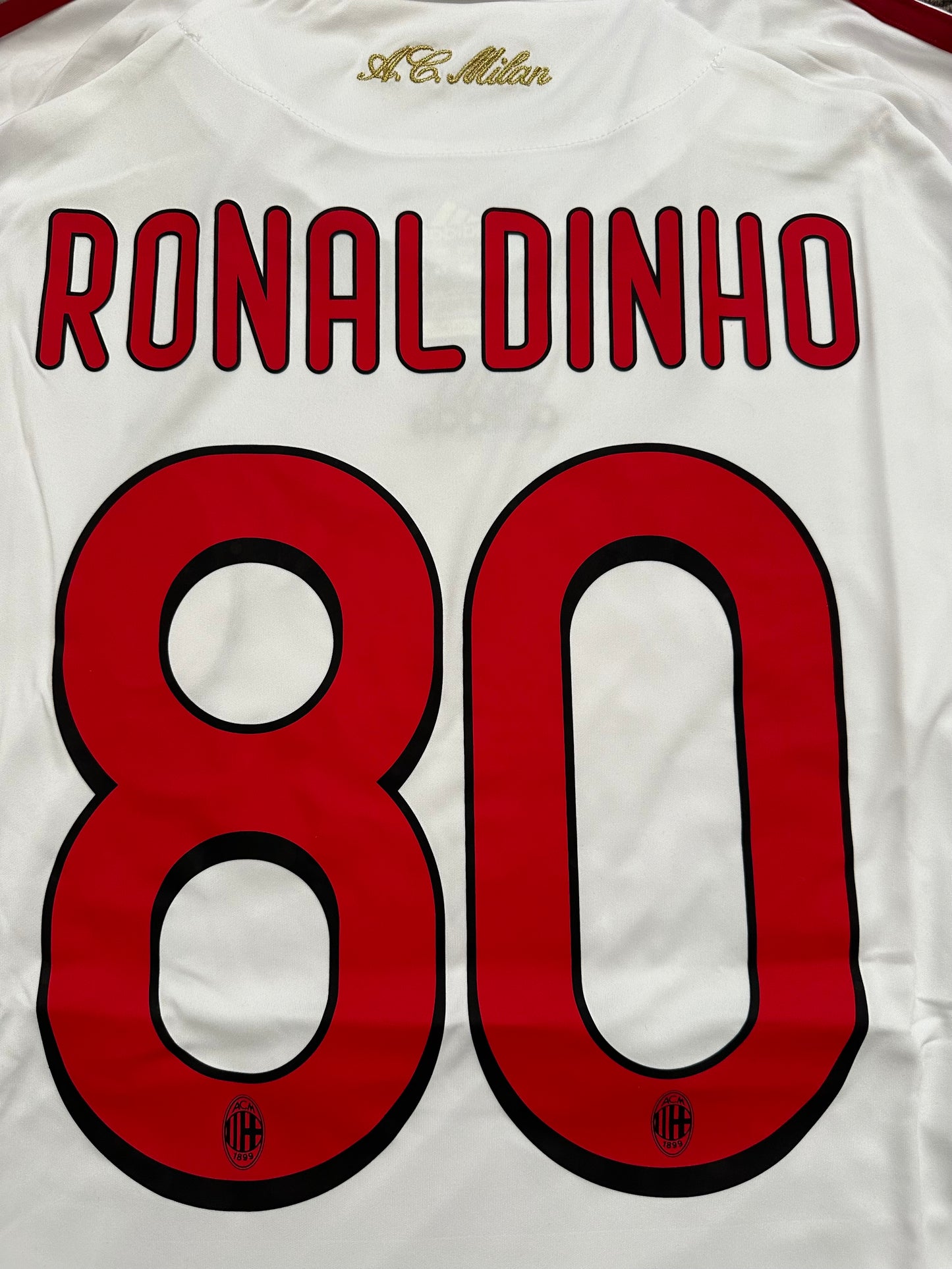 Soccer Jersey Milan 09/10 Ronaldinho #80 Away Home UCL Football Shirt Men Size