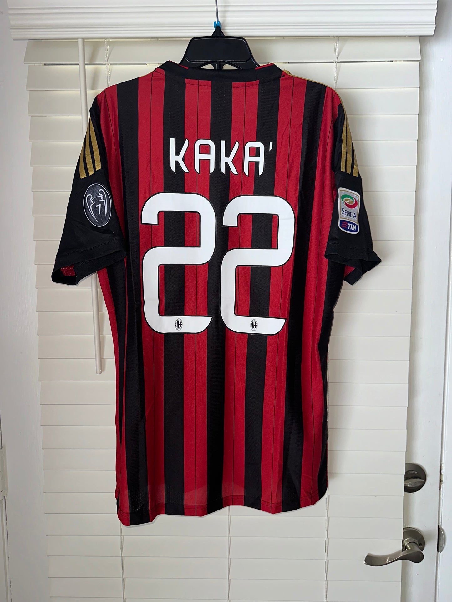 Milan 2013/14 Ricardo Kaka #22 Soccer Jersey Retro Men Size Home Red Black Shirt