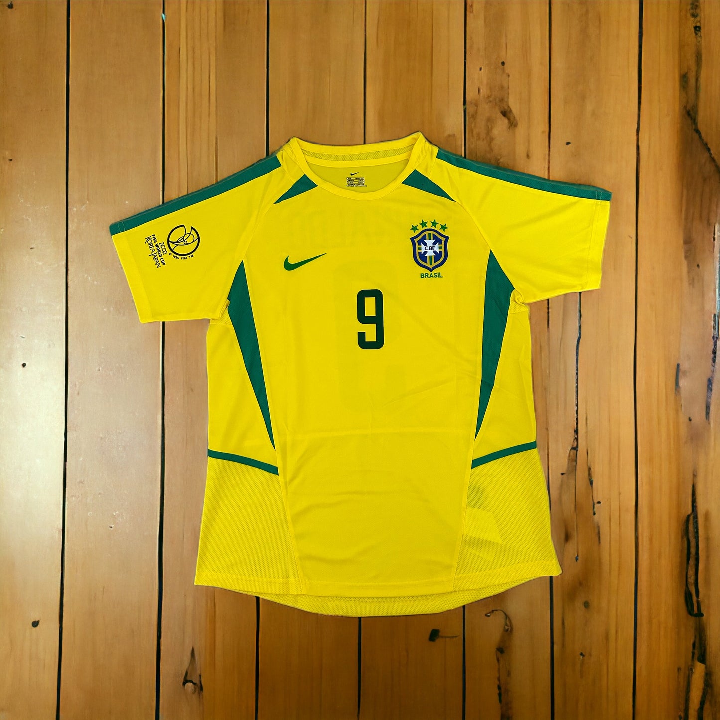 Ronaldo Nazario Brazil 2002 FWC Soccer Jersey Home Yellow #9 Regular size Men