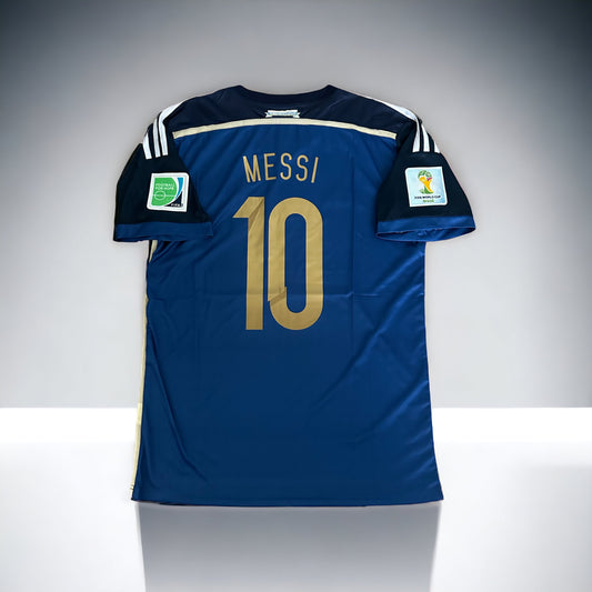Argentina 2014 Messi #10 Retro Soccer Jersey Fifa World Cup Final Blue Final Men