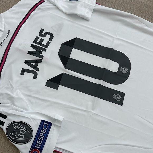 Real Madrid Retro 14/15 James Rodriguez #10 Soccer Jersey Champions Home Men