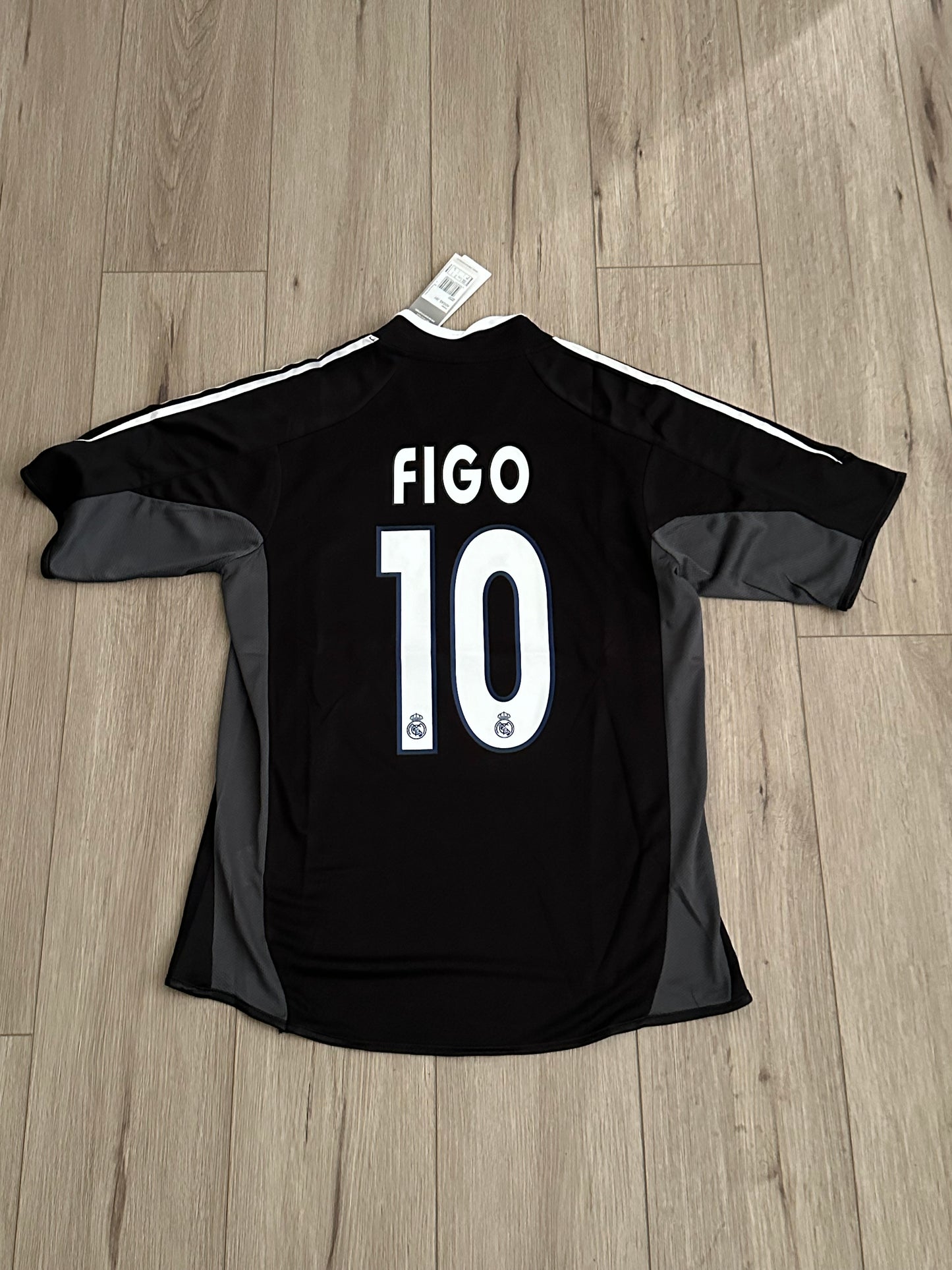 Soccer Jersey Luis Figo 10 Retro Real Madrid Away Black 04/05 Shirt Football Men