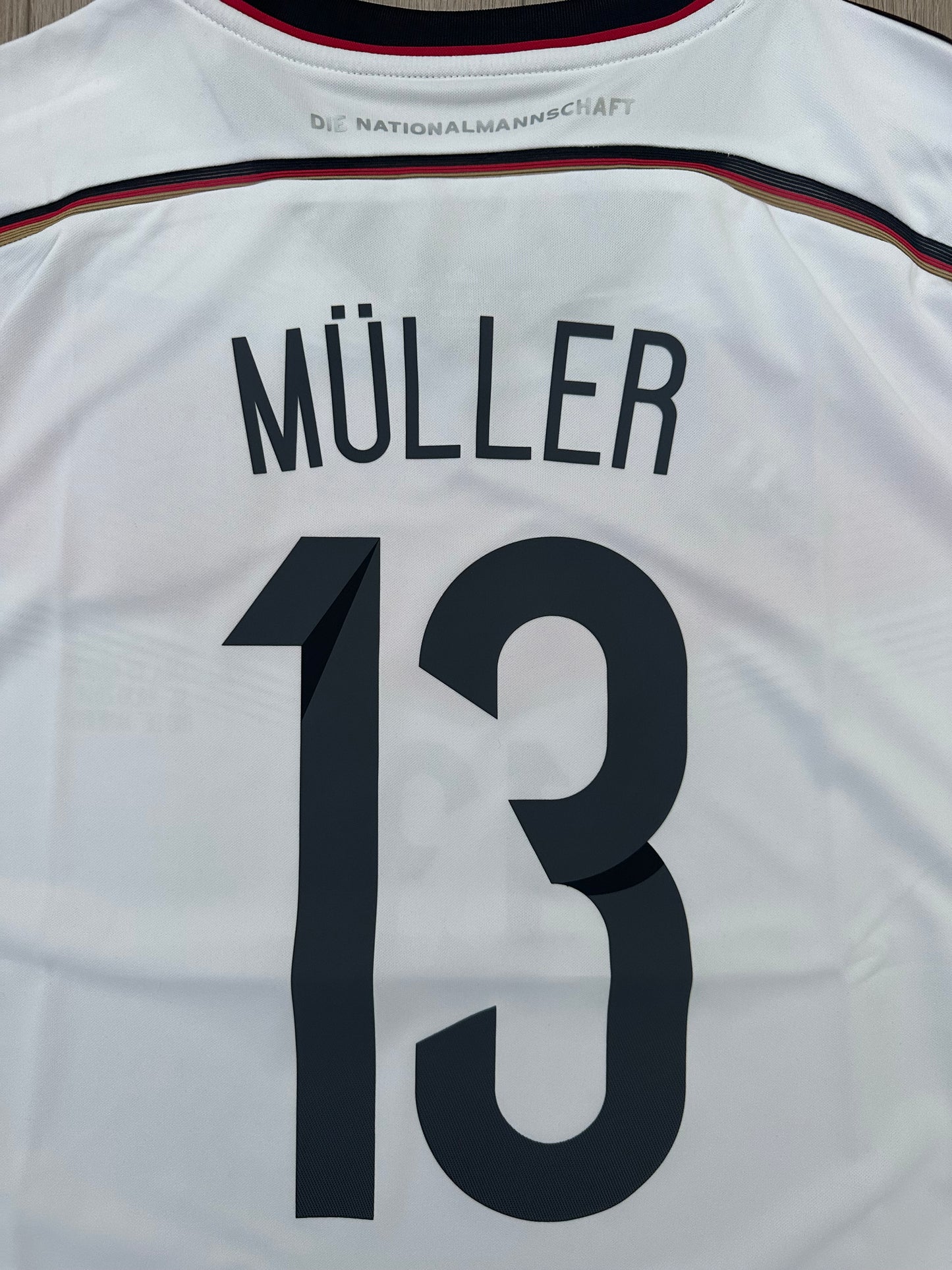 Germany Team Thomas Muller #13 FWC 2014 Home white Retro Soccer Jersey Men Size