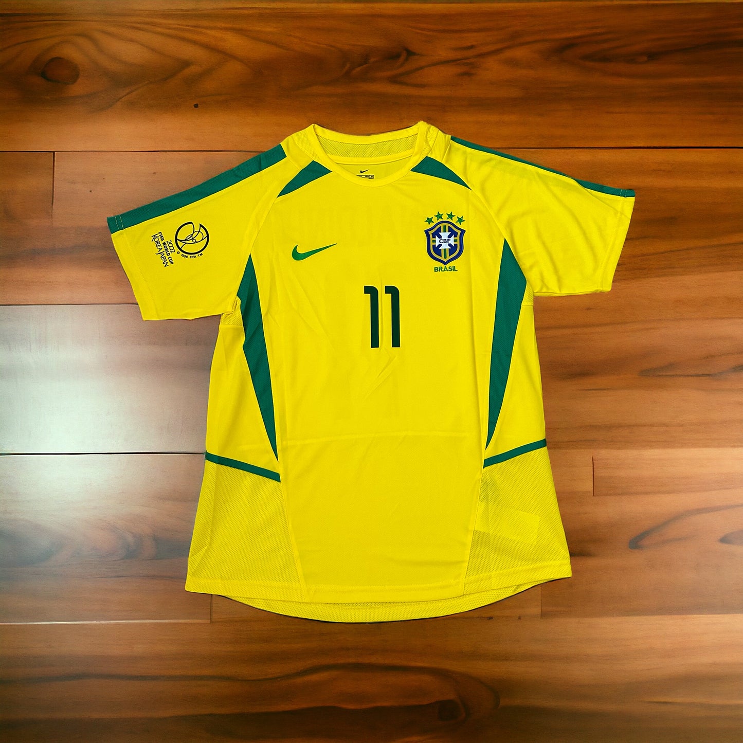 Ronaldinho Gaucho Brazil 2002 FWC Soccer Jersey Home Yellow #11 Regular size Men