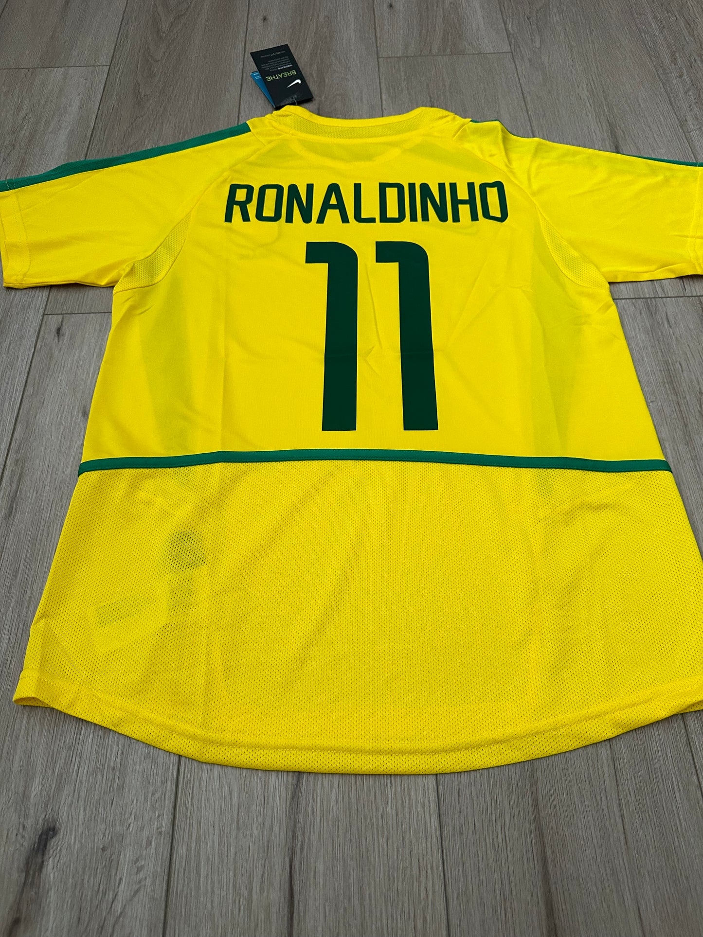 Ronaldinho Gaucho Brazil 2002 FWC Soccer Jersey Home Yellow #11 Regular size Men