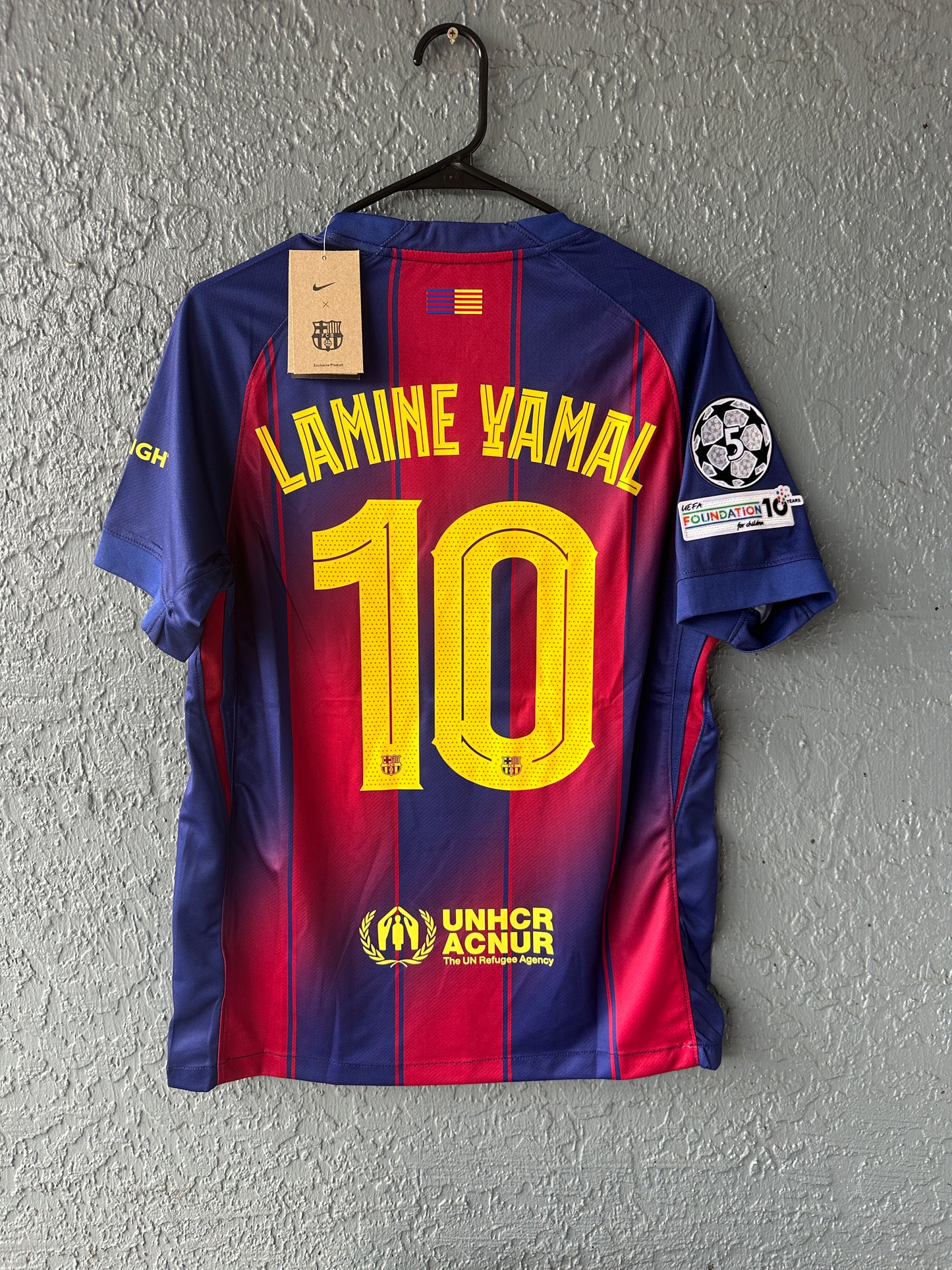Barcelona Lamine Yamal #10 Home Soccer Jersey 2025/26 Men Size Red Blue Shirt