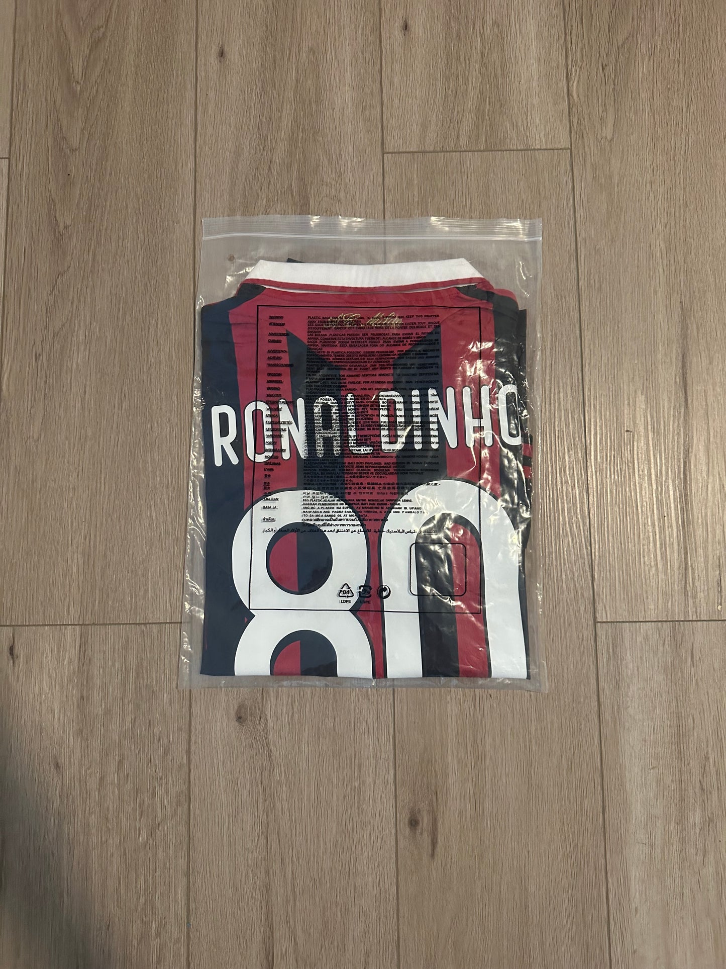 Milan Retro 09/10 Ronaldinho #80 Soccer Jersey Long Sleeves Home Men Shirt Size