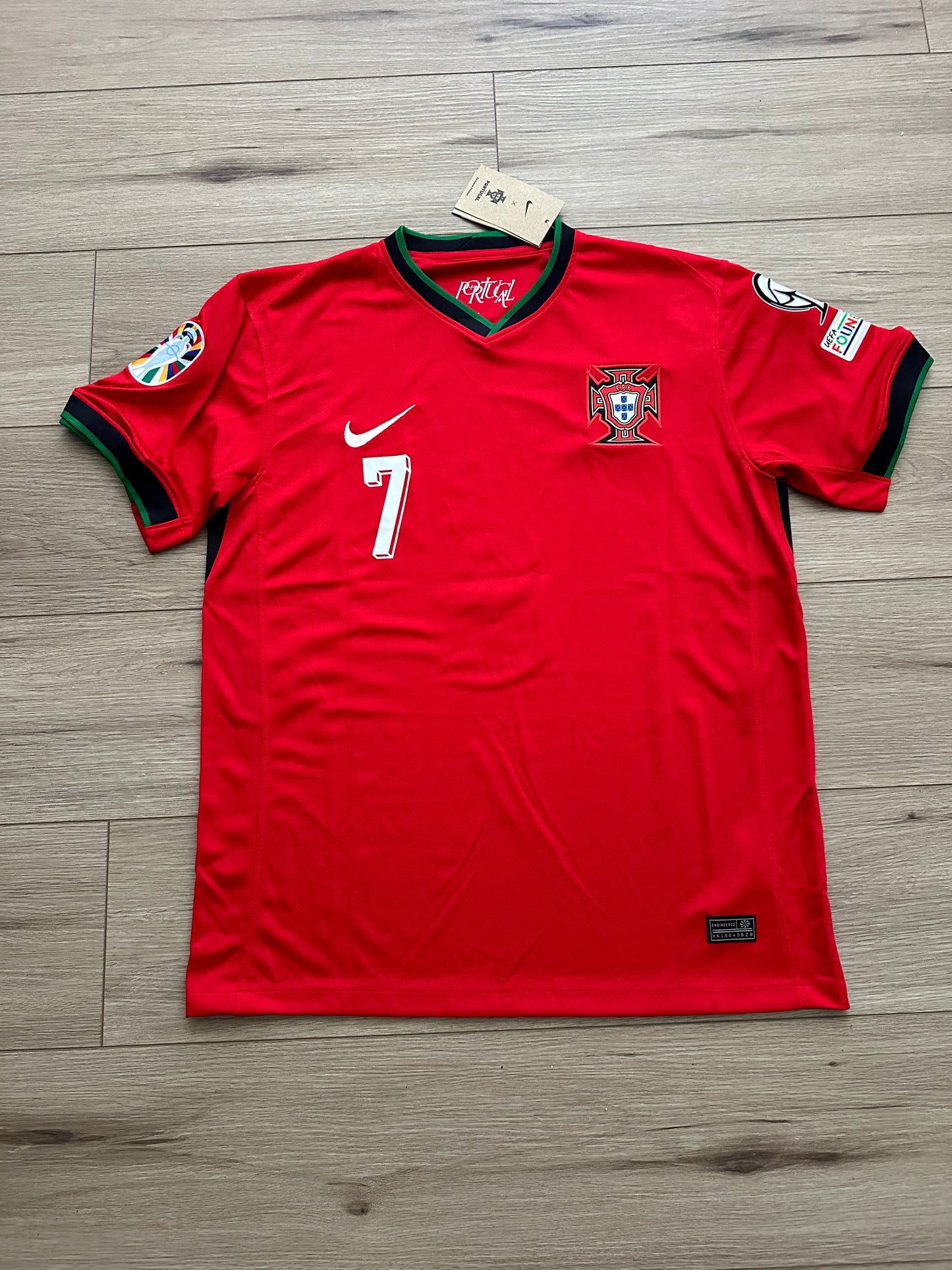 Portugal Soccer Jersey Cristiano Ronaldo #7 Home Red 2024 Eurocup Men Football