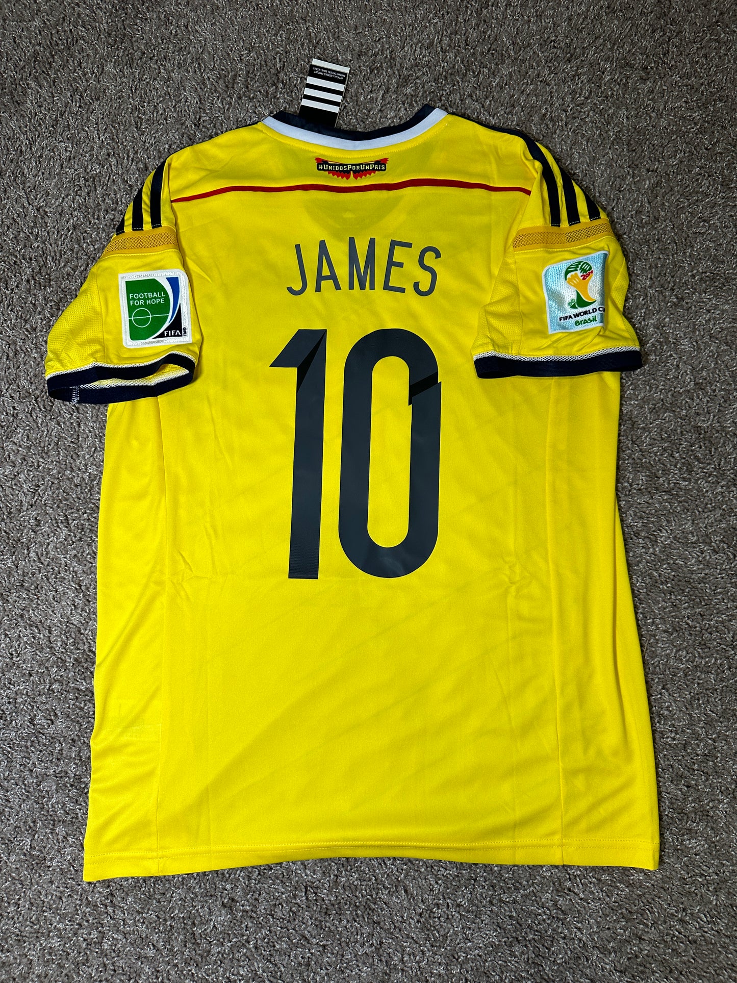 Colombia James Rodriguez #10 Home Yellow FWC Soccer Jersey 2014 Legend Men