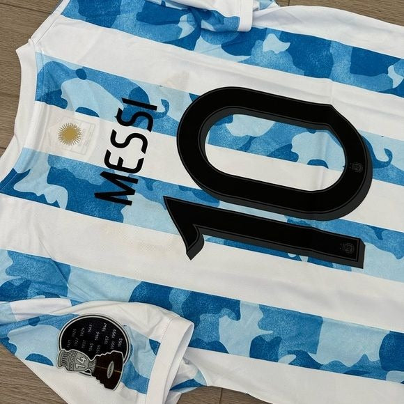 Argentina Messi 10 Soccer Jersey Home Albiceleste 2021 Copa America Final Men