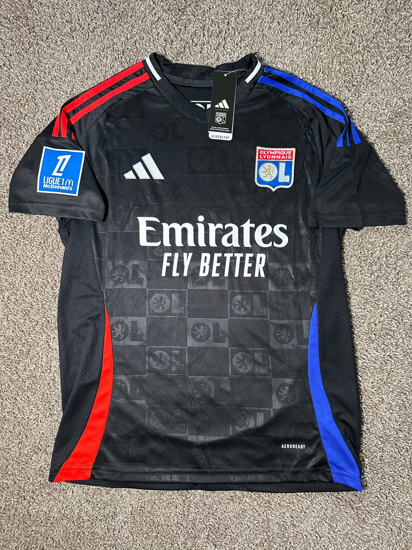 Lyon 2024/25 Juninho #8 Black Away Jersey Men size
