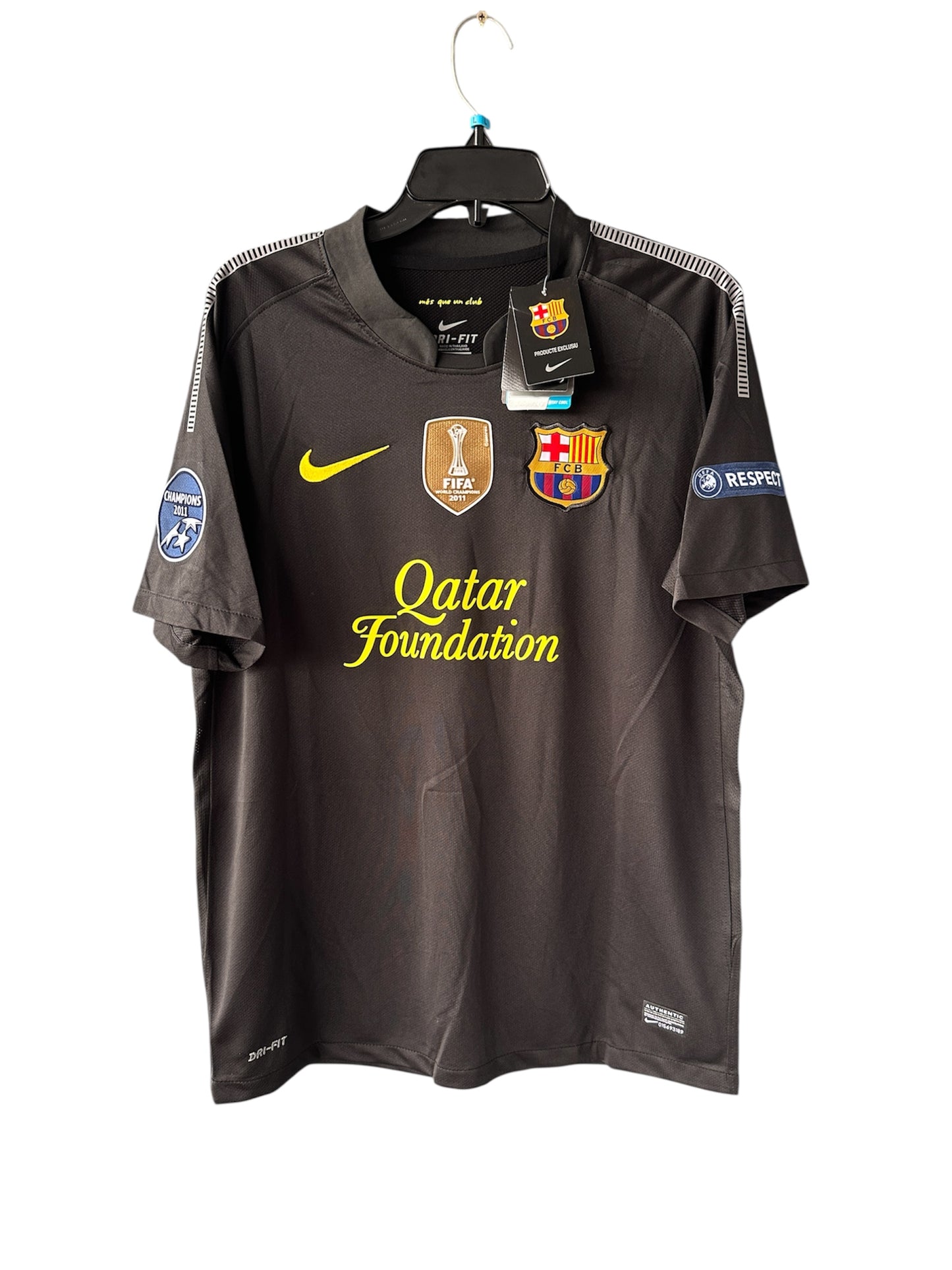 Barcelona Lionel Messi #10 Black Retro Soccer Jersey 11/12 Men Size UCL