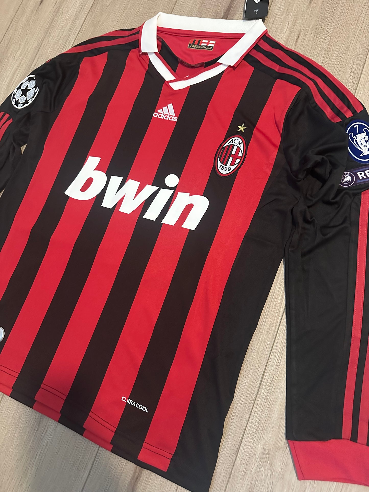 Milan Retro 09/10 Ronaldinho #80 Soccer Jersey Long Sleeves Home Men Shirt Size
