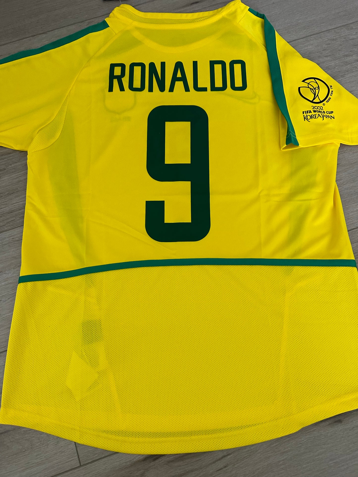 Ronaldo Nazario Brazil 2002 FWC Soccer Jersey Home Yellow #9 Regular size Men