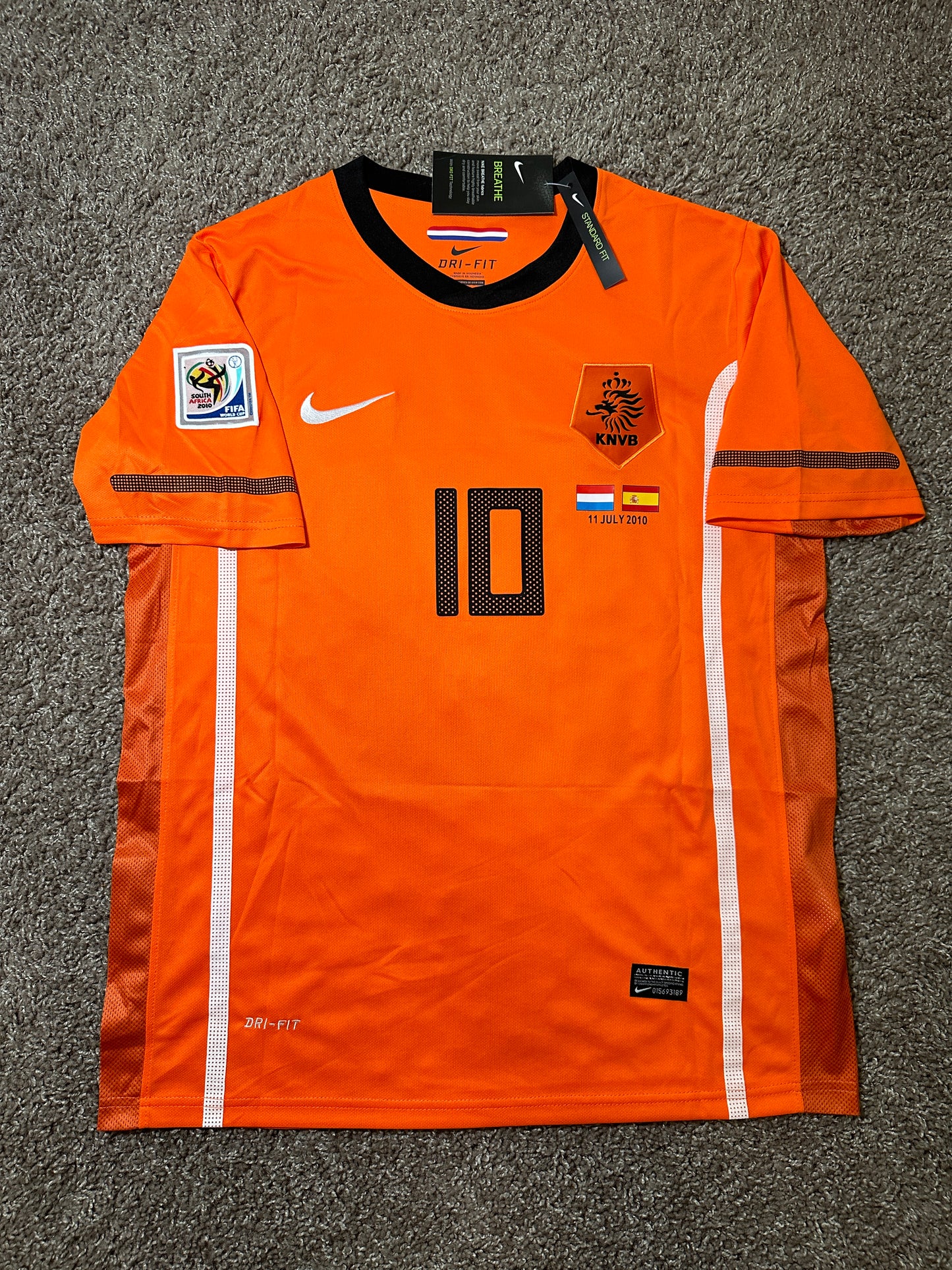 Nederland Wesley Sneijder Soccer Jersey 2010 FWC Final Orange Men’s Regular Size