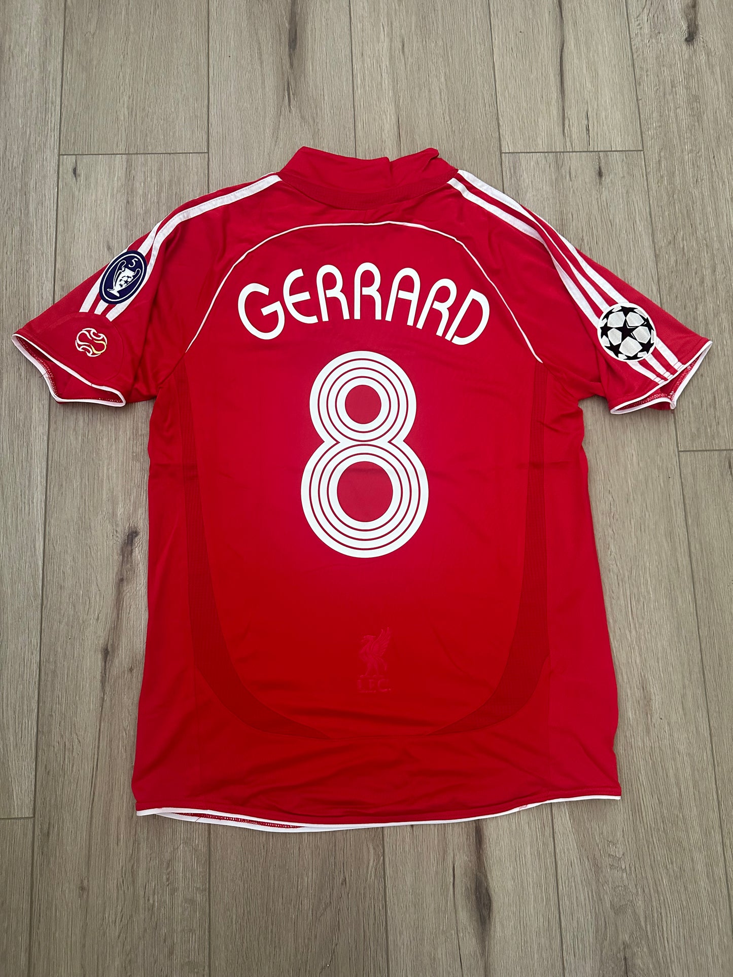 Liverpool Steven Gerrard #8 Retro Soccer Jersey UCL Final’s 2007 Red Men Size