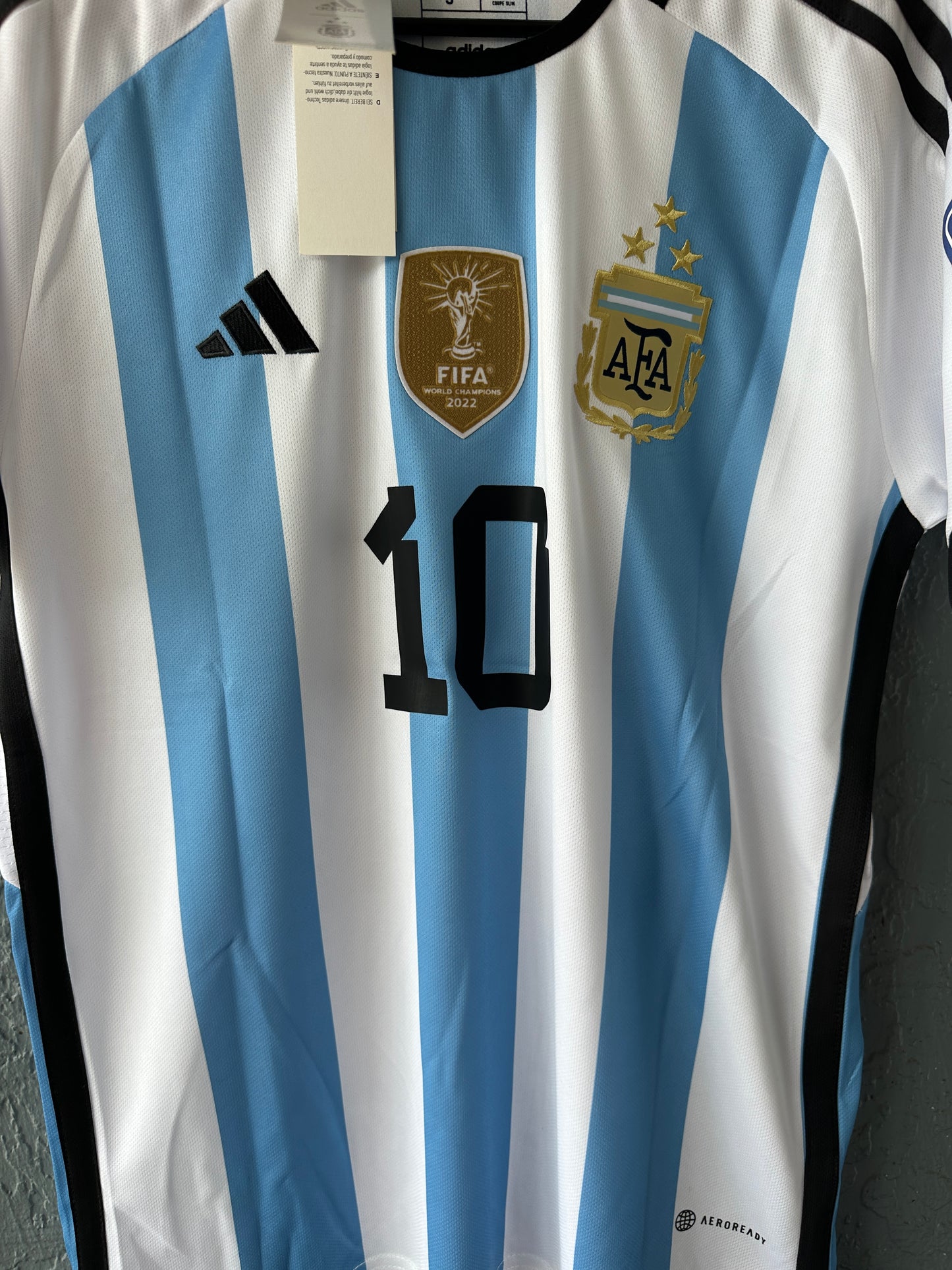 Messi Argentina 2022 FWC Home #10 Soccer Jersey Regular Men Size