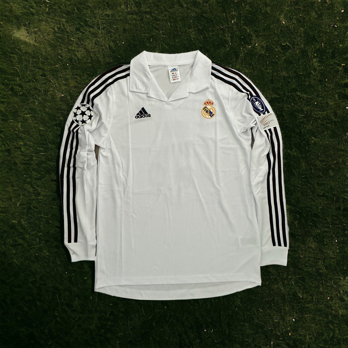 Real Madrid RETRO Soccer Jersey Final UCL 2002 Zidane 5 Home White Long Sleeves