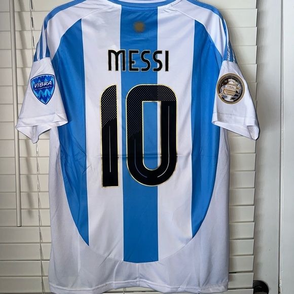 Argentina Lionel Messi #10 Soccer Jersey 2024 Final Cup Home Blue Men Size Shirt
