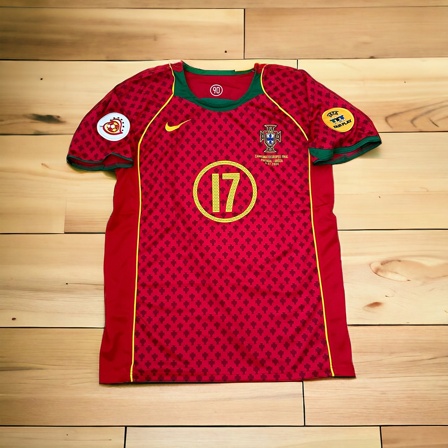 Cristiano Ronaldo #17 Portugal Soccer Jersey Euro 2004 Home Retro Red Final