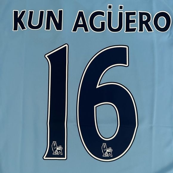 Manchester City Kun Aguero 2012 Soccer Jersey #16 Home Football Men Size Shirt