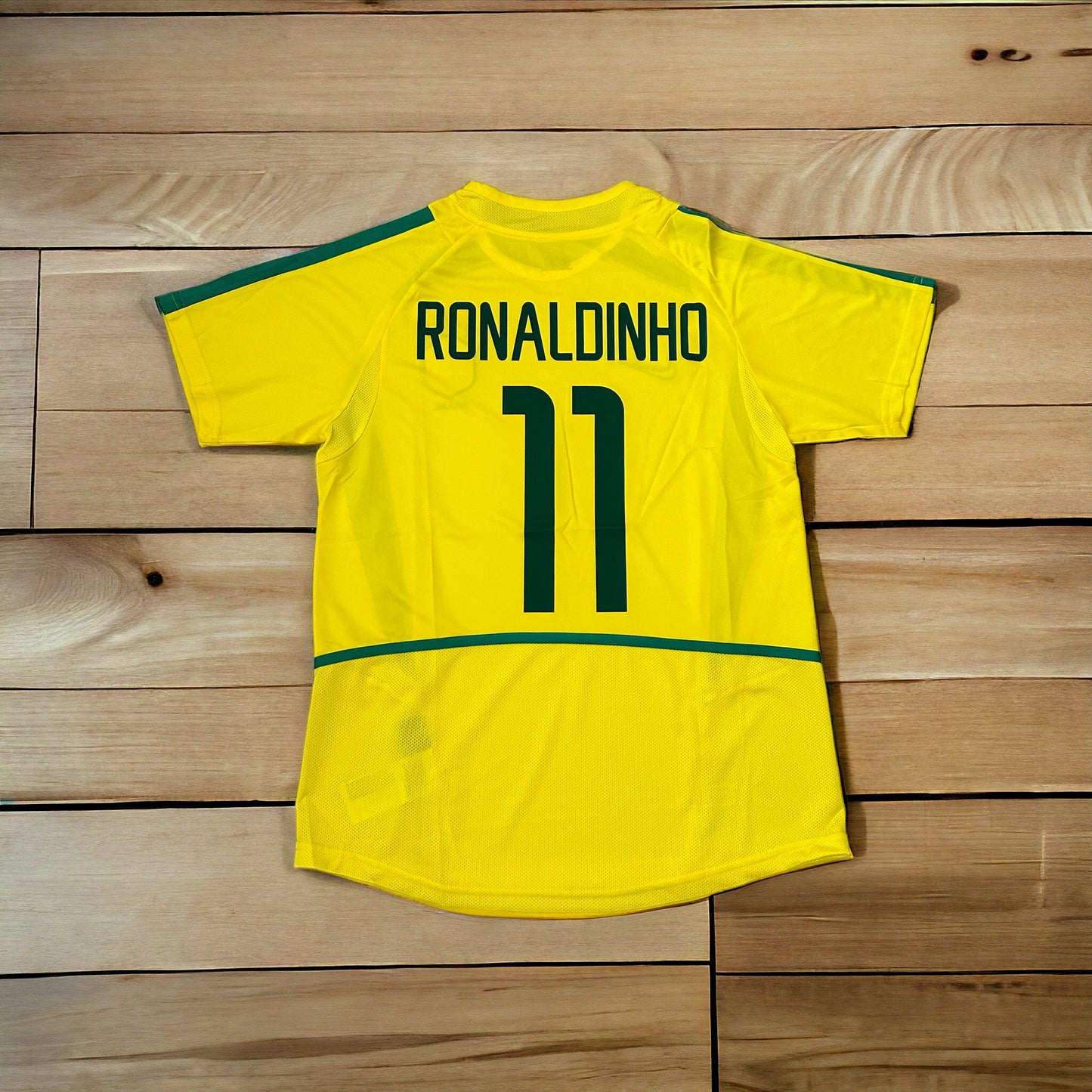 Ronaldinho Gaucho Brazil 2002 FWC Soccer Jersey Home Yellow #11 Regular size Men