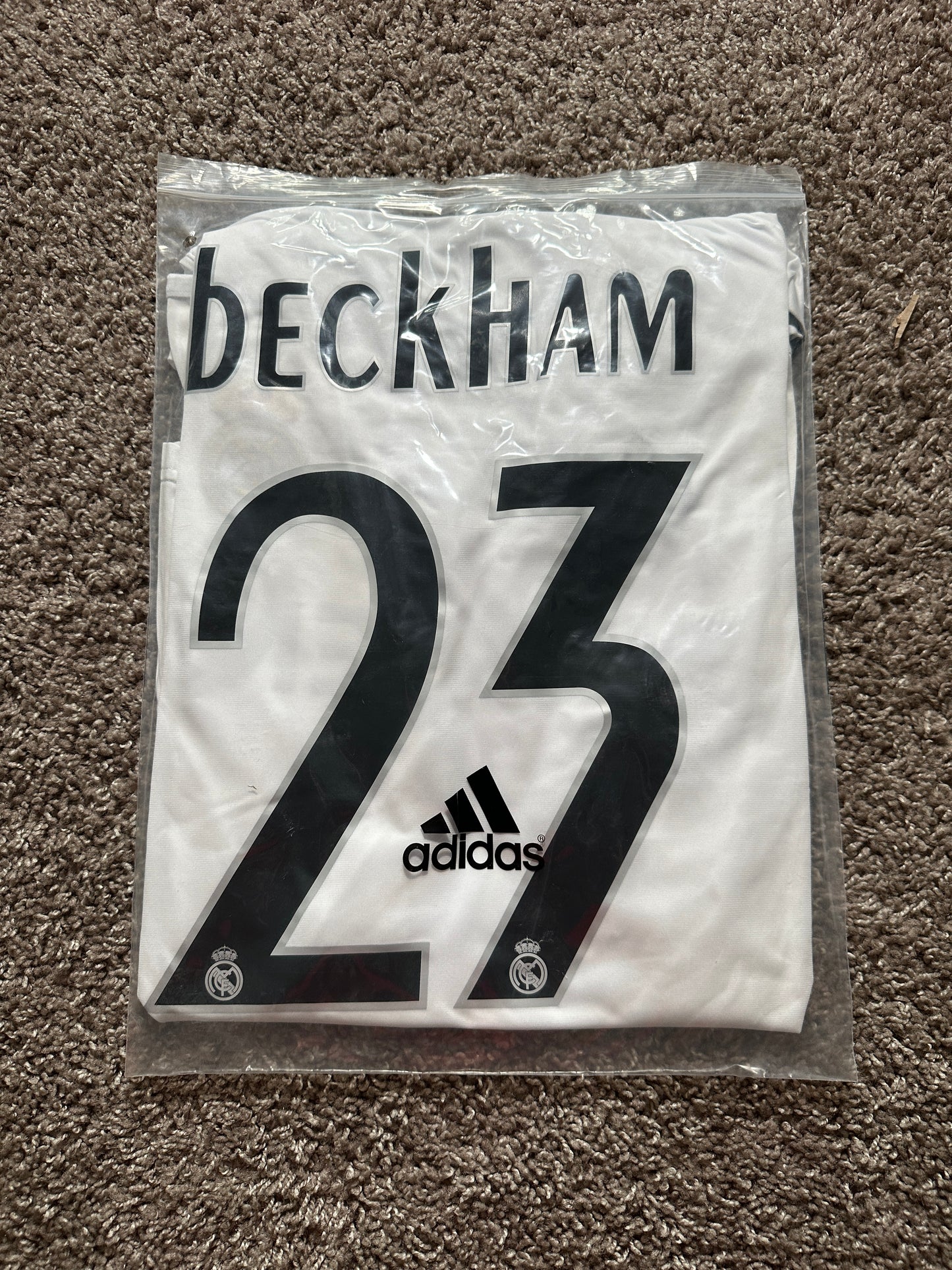 Real Madrid Beckham #23 Soccer Jersey Retro white Long Sleeves