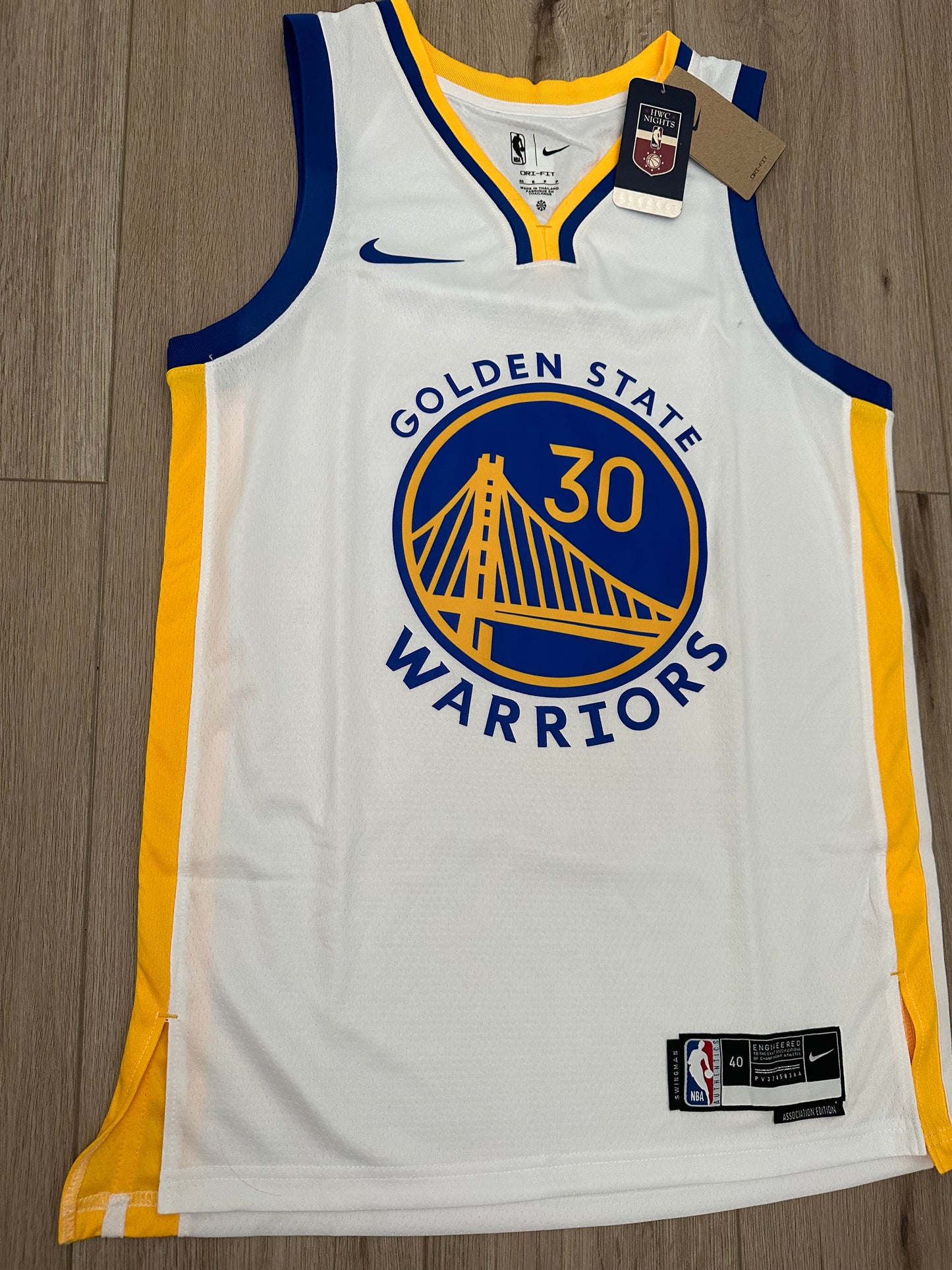 Golden State Warriors Stephen Curry #30 Basketball Jersey White Away Men Size
