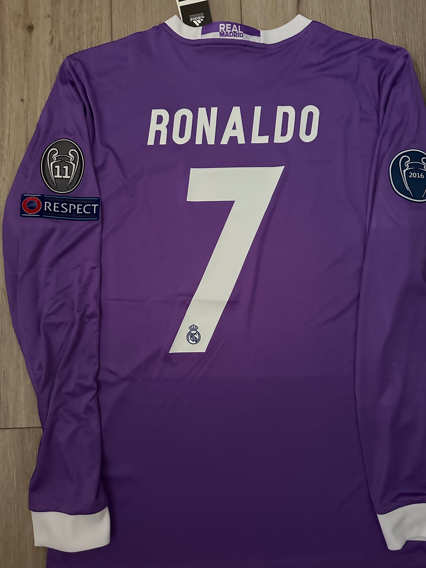 Real Madrid Cristiano Ronaldo #7 Retro Purple Soccer Jersey Final 2017 Men Size
