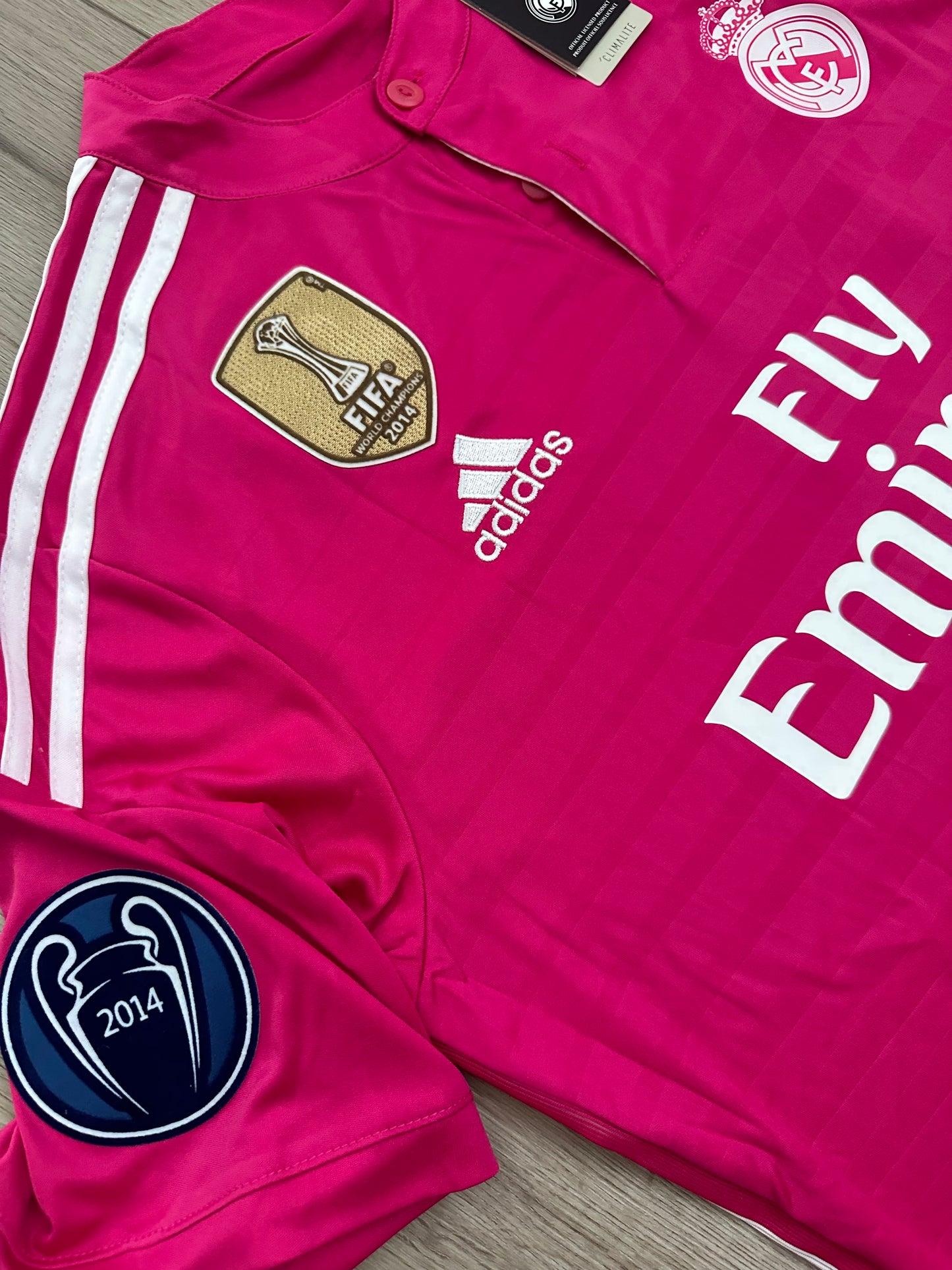 Real Madrid 14/15 Cristiano Ronaldo #7 Soccer Jersey Pink Champions Men Shirt
