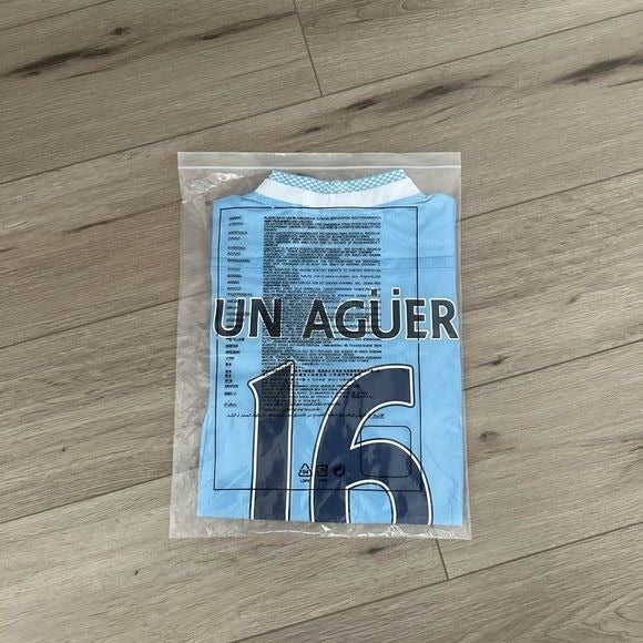 Manchester City Kun Aguero 2012 Soccer Jersey #16 Home Football Men Size Shirt