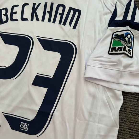Soccer Jersey Los Angeles Galaxy Retro David Beckham Home White 2012 Men Size