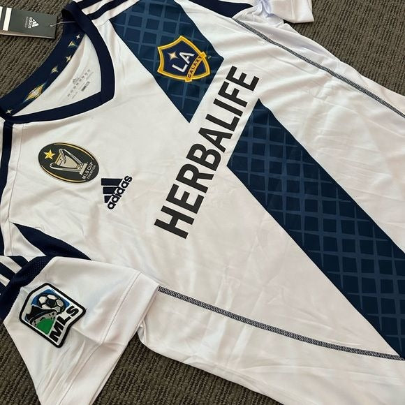 Soccer Jersey Los Angeles Galaxy Retro David Beckham Home White 2012 Men Size