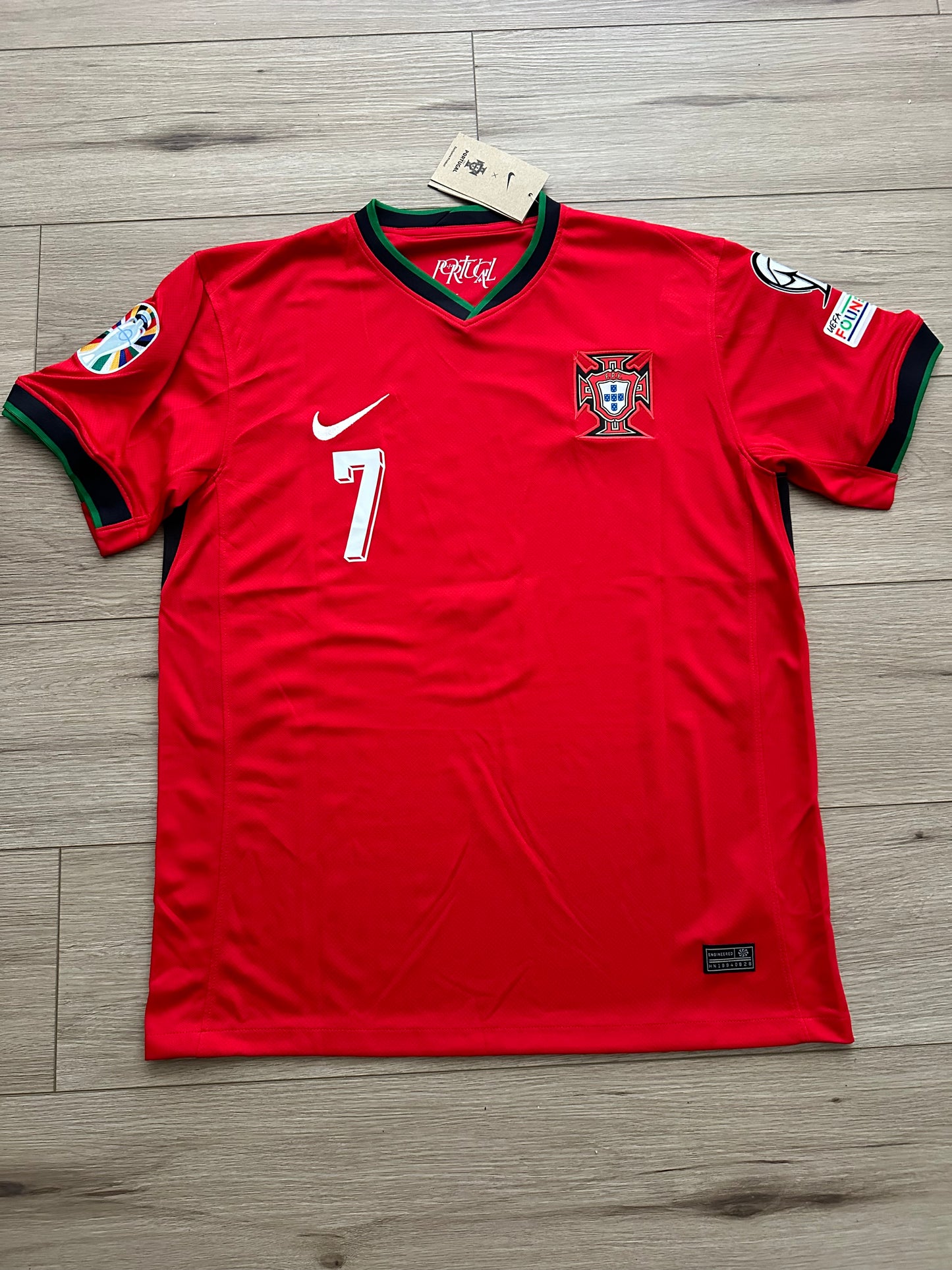 Portugal Soccer Jersey Cristiano Ronaldo #7 Home Red 2024 Eurocup Men Football