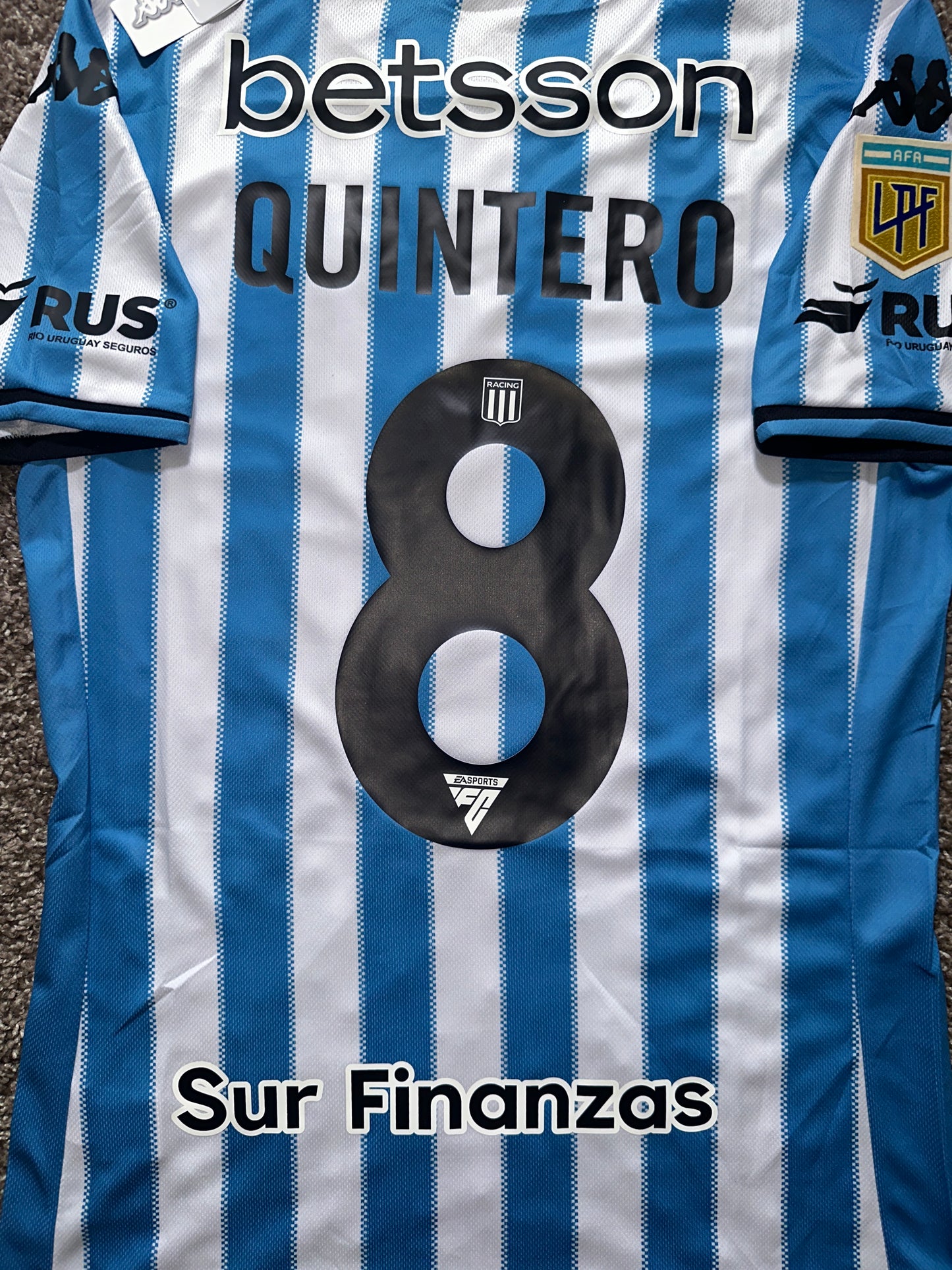Racing Quintero Jersey Home Blue #8 Player Version Men size