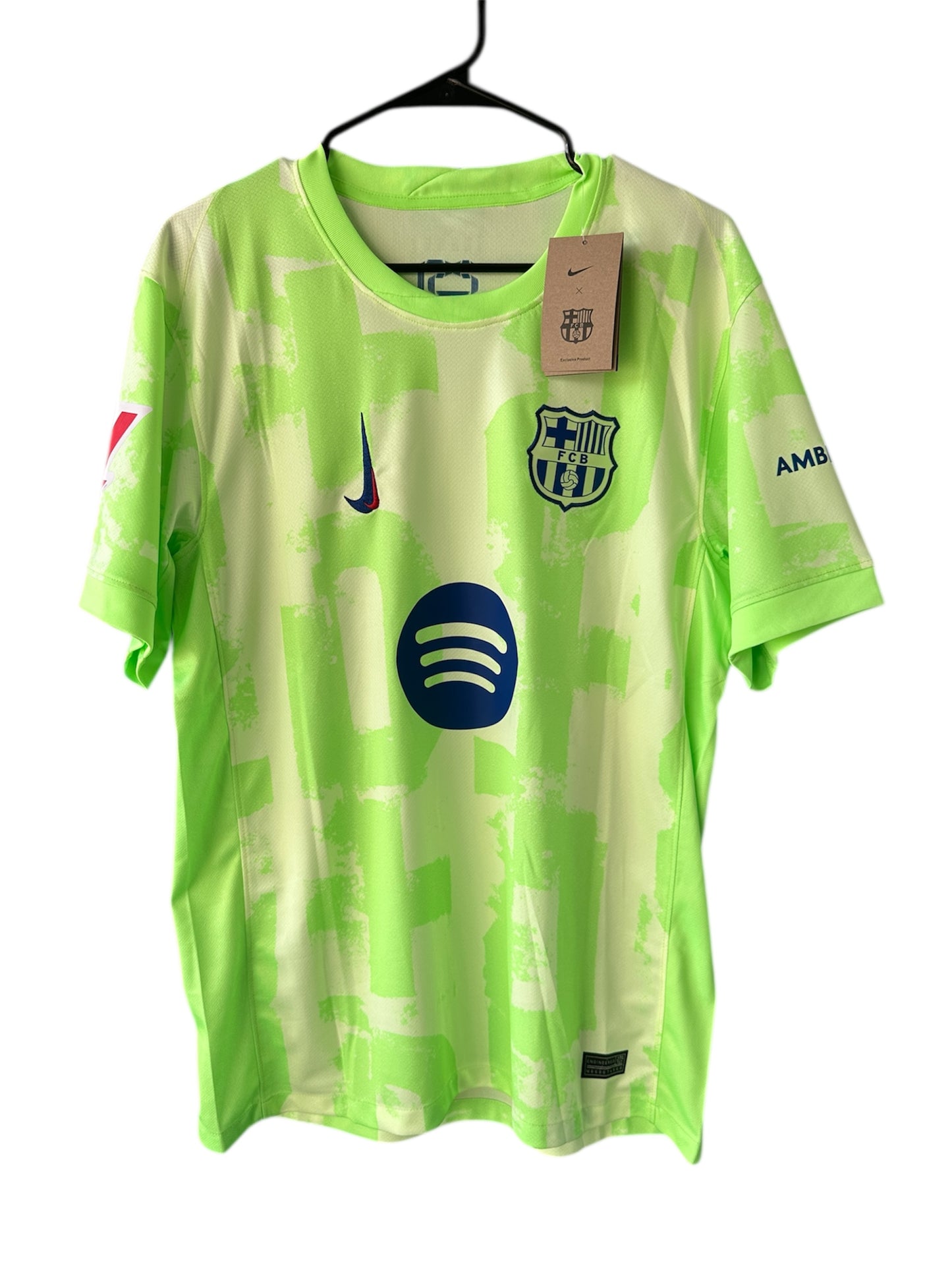 Barcelona 2014/25 Lamine Yamal #19 Neon Green Soccer Jersey Men Size Third