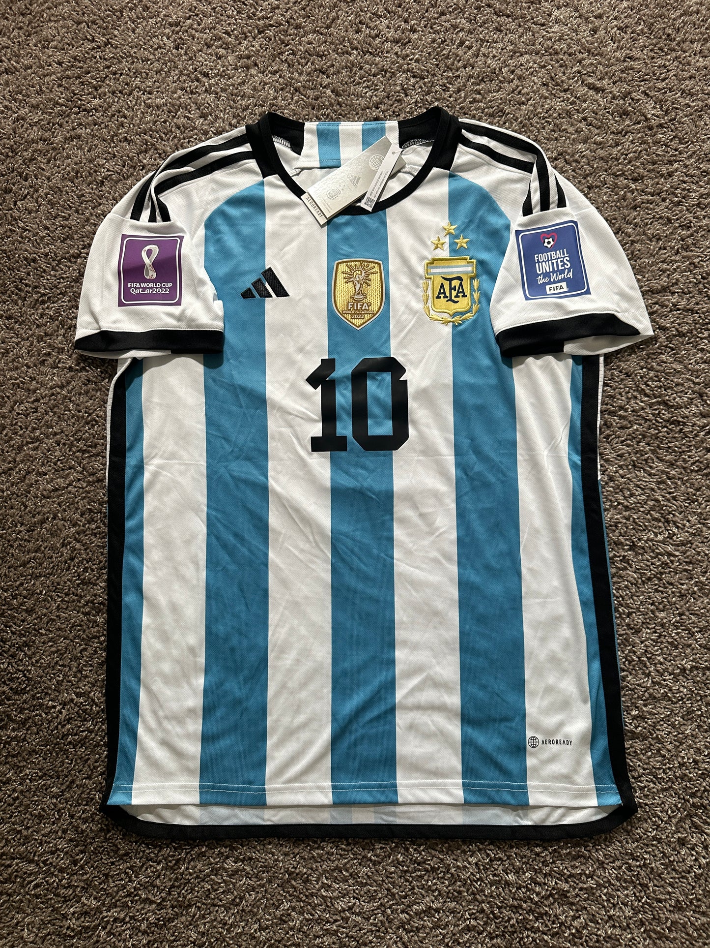 Messi Argentina 2022 FWC Home #10 Soccer Jersey Regular Men Size